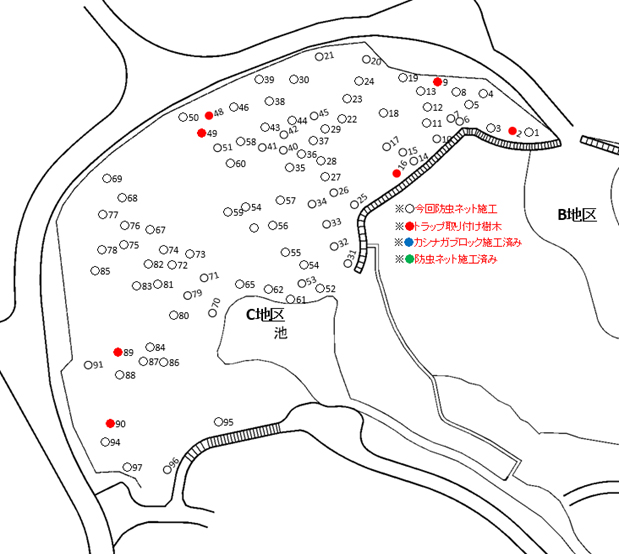 河内の里『ナラ枯防除』Ｃ地区 トラップ配置計画図