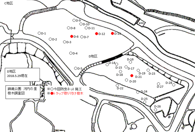河内の里『ナラ枯防除』Ｄ地区 トラップ配置計画図