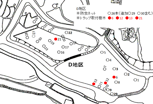 河内の里『ナラ枯防除』Ｄ地区 トラップ配置計画図