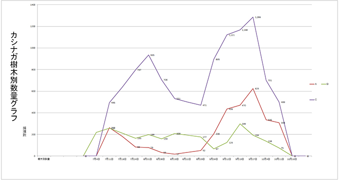 カシナガ樹木別数量グラフ