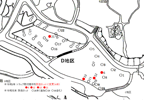 河内の里『ナラ枯防除』Ｄ地区 トラップ配置計画図