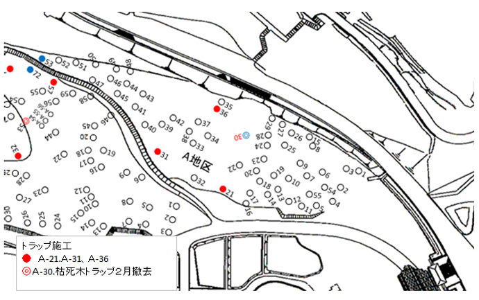 河内の里『ナラ枯防除』Ａ地区 トラップ配置計画図