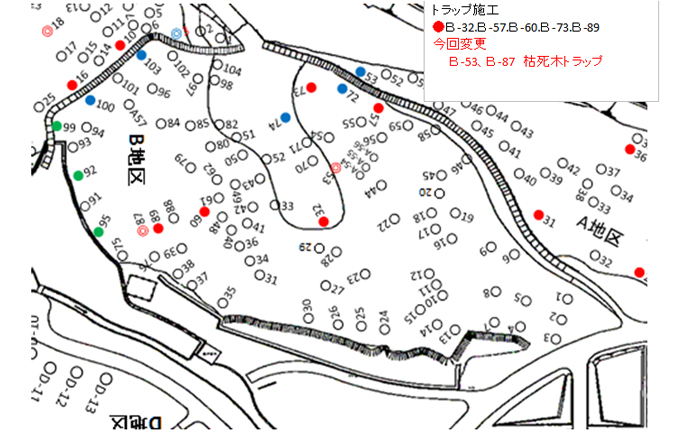 河内の里『ナラ枯防除』Ｂ地区 トラップ配置計画図
