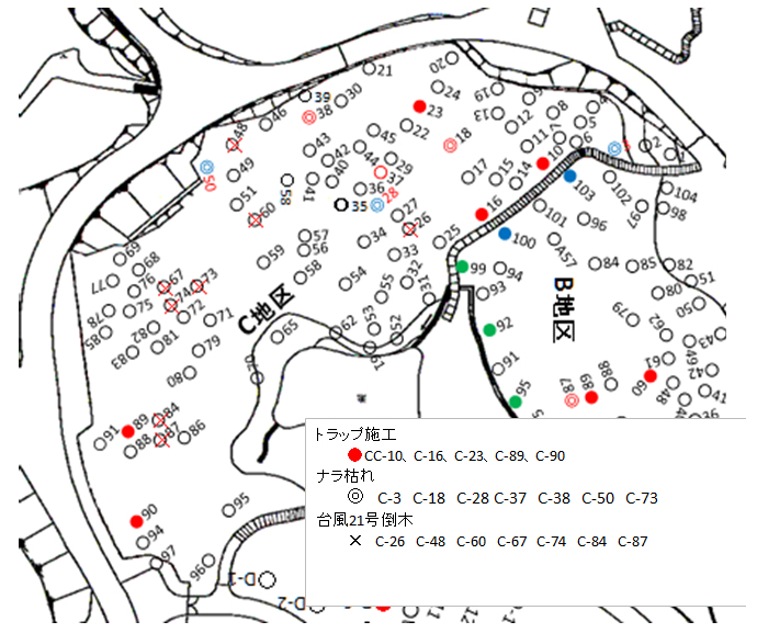 河内の里『ナラ枯防除』Ｃ地区 トラップ配置計画図